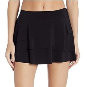 Miraclesuit Womens Size 16 Black‎ Layered Ruffle Skirt Skort NWT